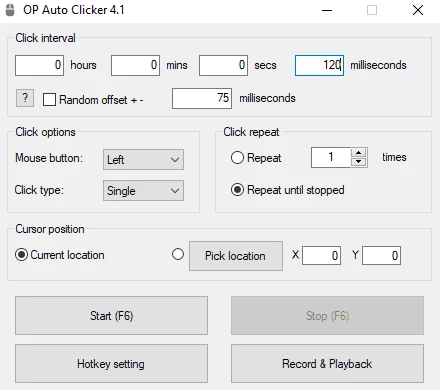 OP Auto Clicker — 스크린샷 1